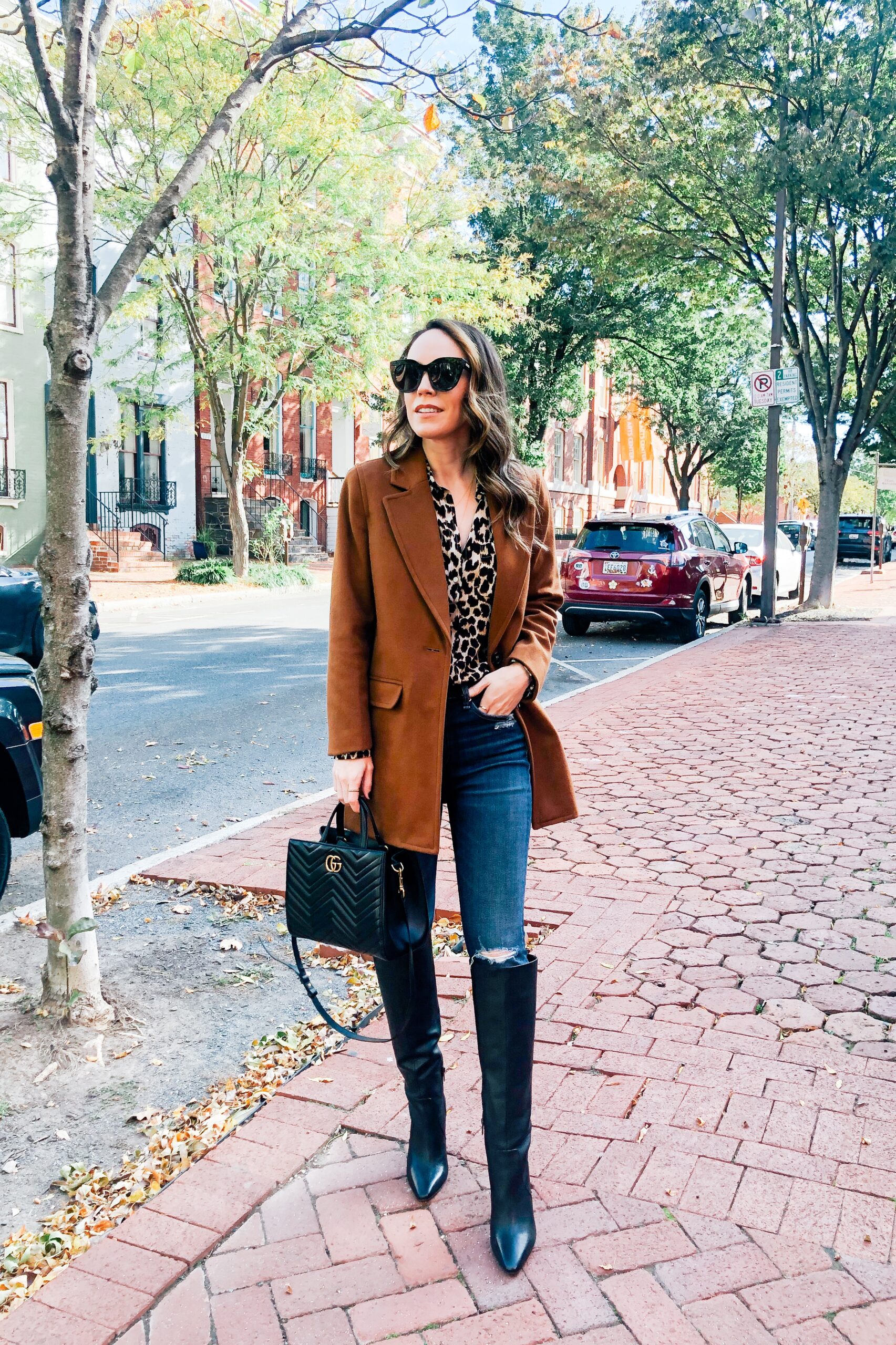 Blazer with a Printed Blouse