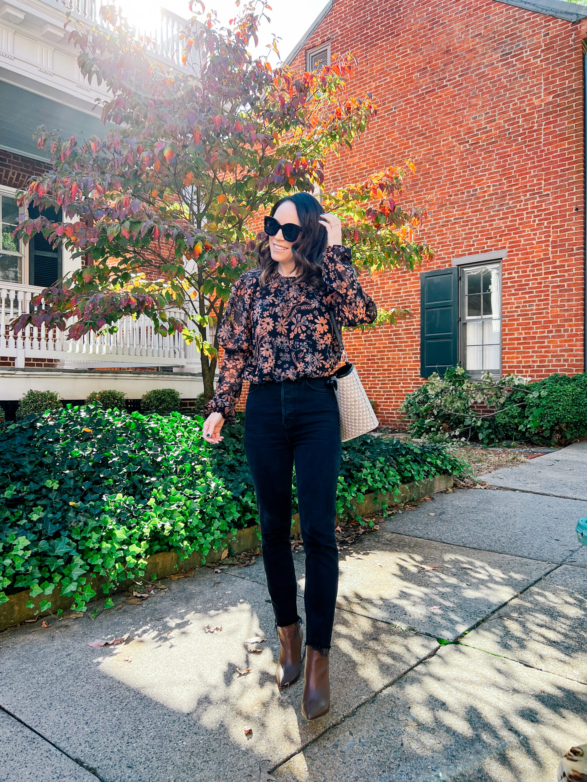A Little Bit etc -wearing floral top and pants 
