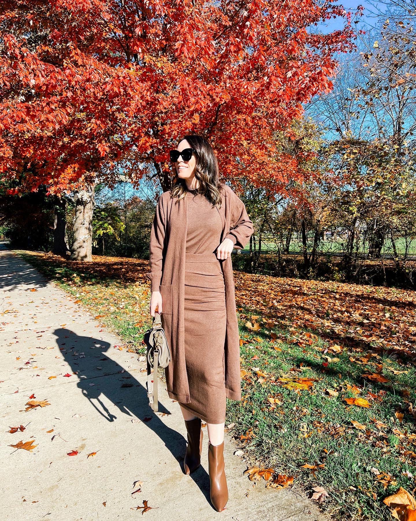 Duster Cardigan with a Midi Skirt