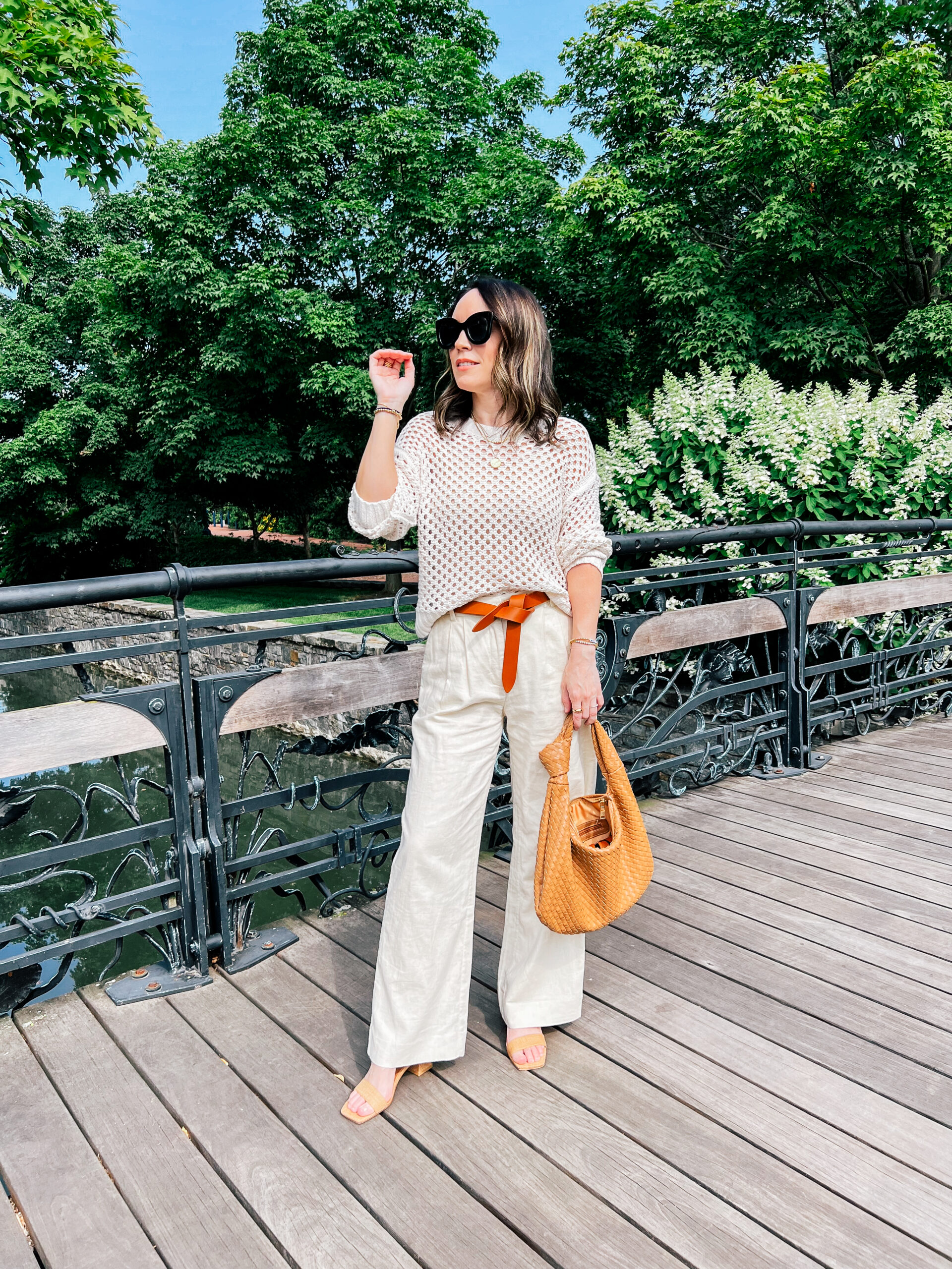 Linen Pants and a Crochet Sweater