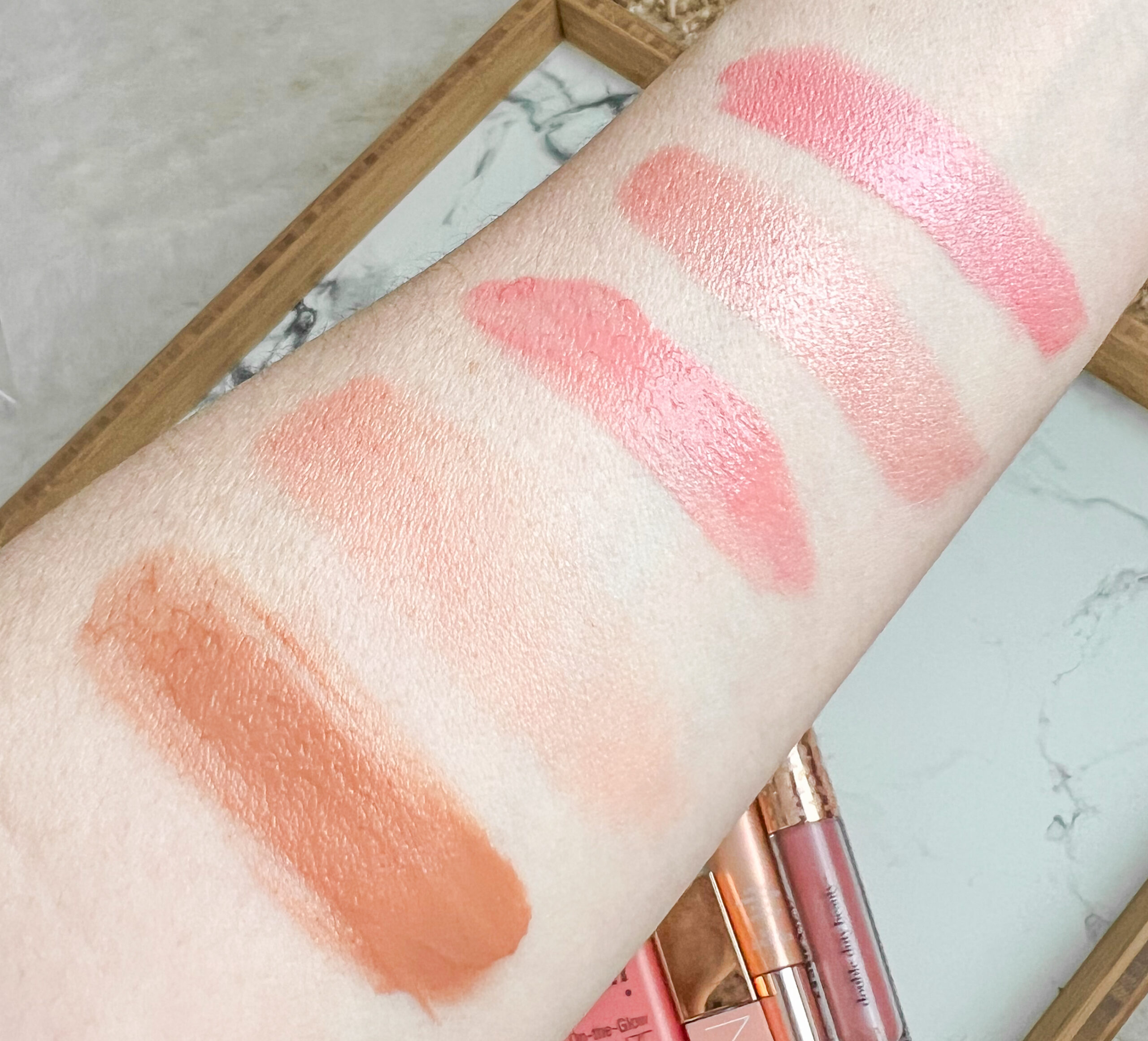 blusher and bronzer product swatches
