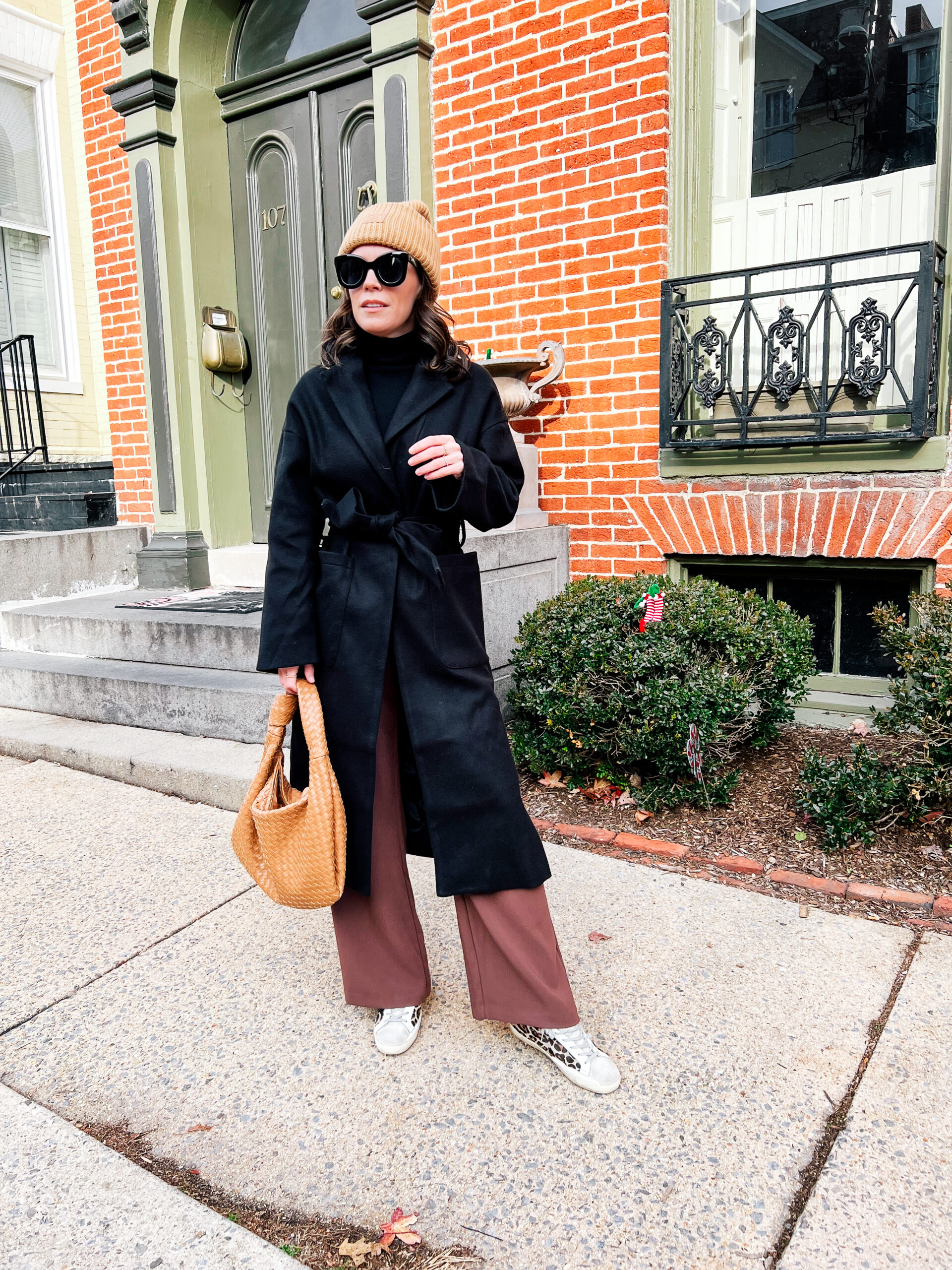 Wool Coat and Wide Leg Trousers