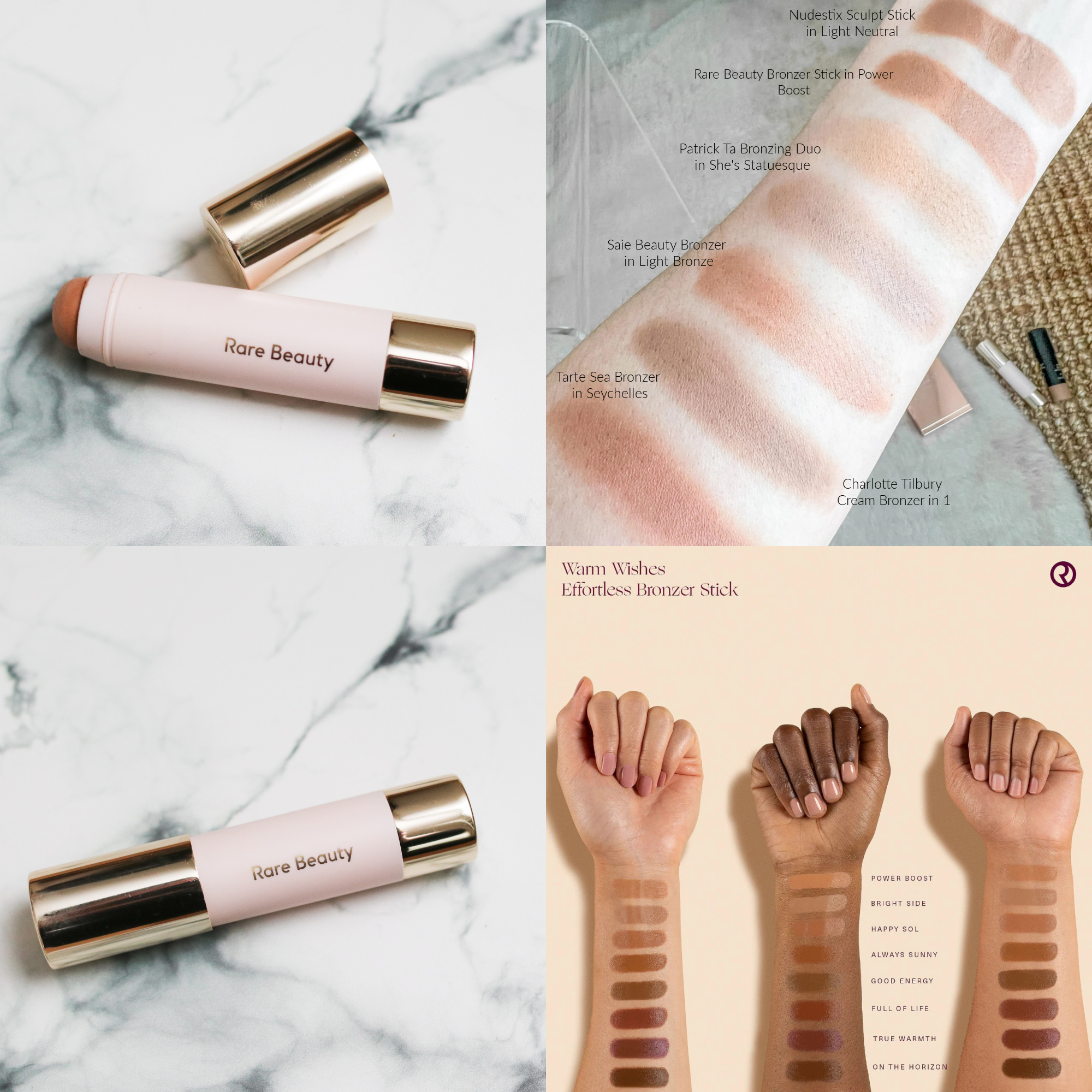 Rare Beauty Bronzer Stick Swatches