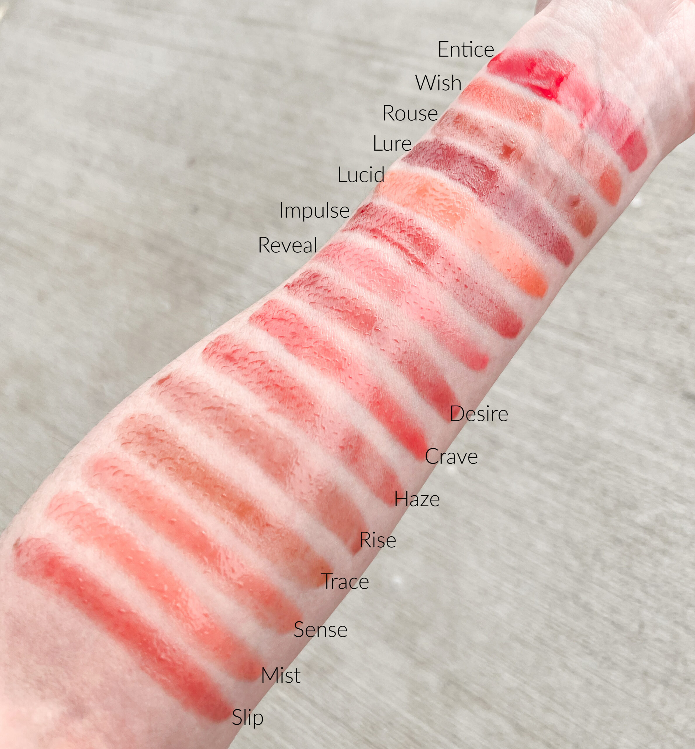 Hourglass Glossy Balm swatches