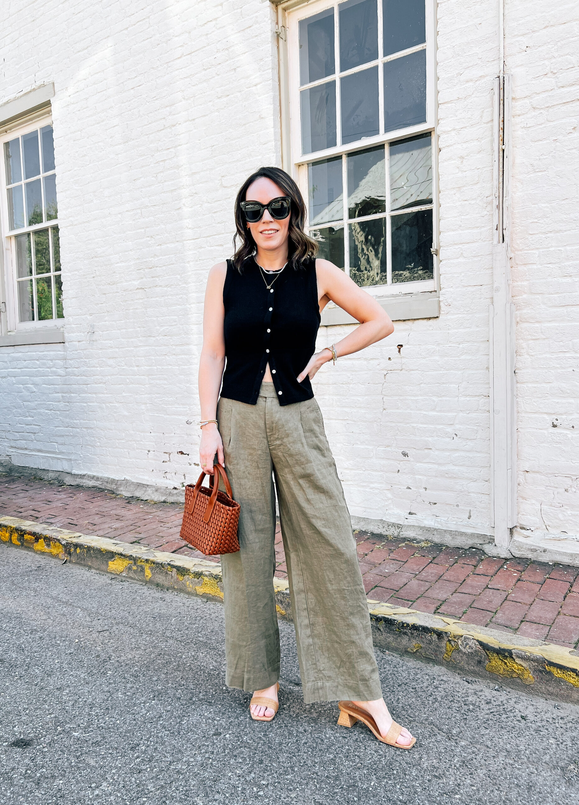 Wide Leg Linen Pants and a Fitted Tank