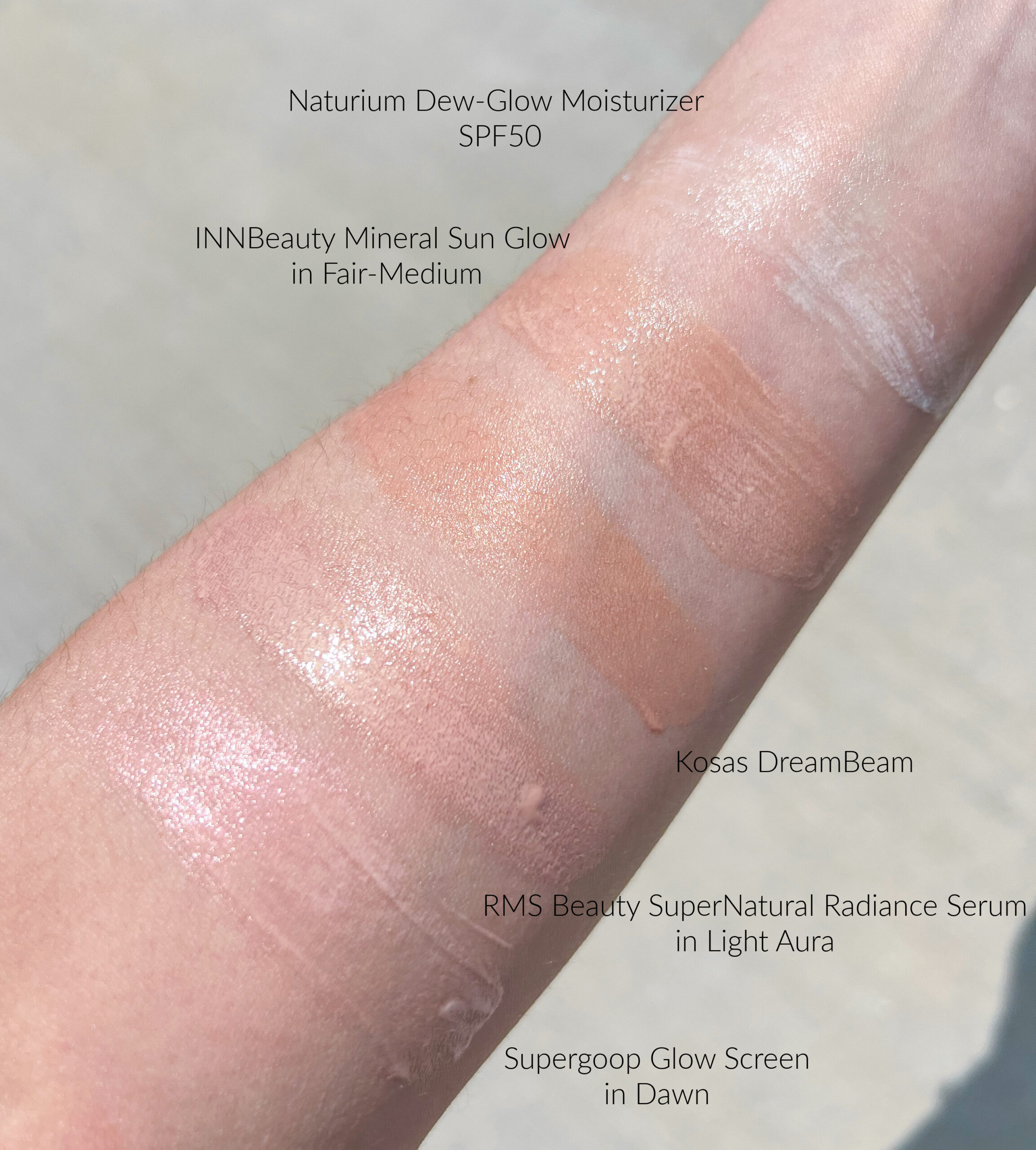 Glowy Sunscreen Swatches