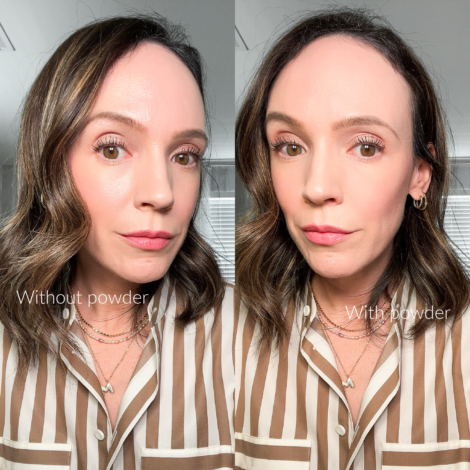 Hourglass Vanish Airbrush Pressed Powder Before and After