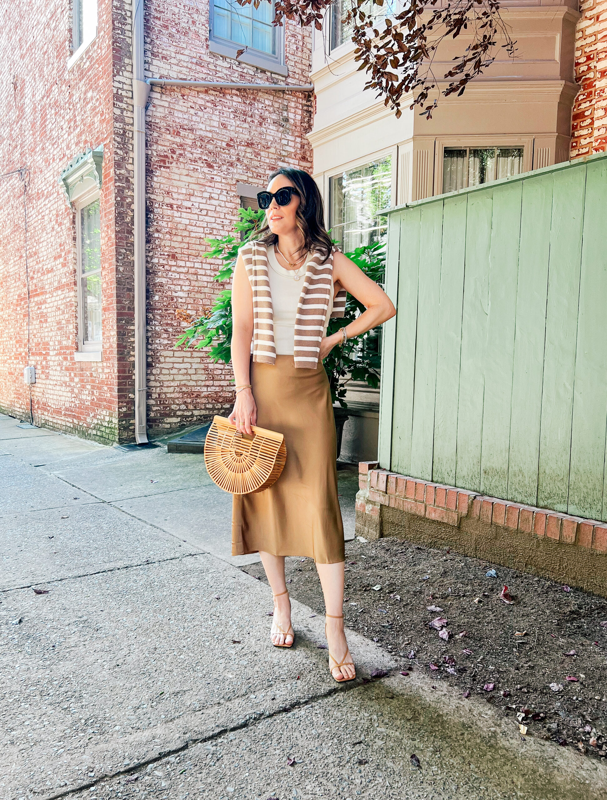 satin midi skirt outfit | Everything I Wore August 2024