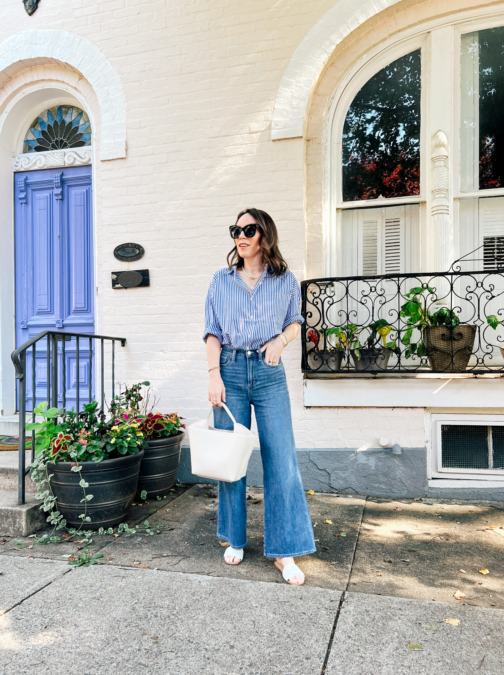 Flat Slides with jeans