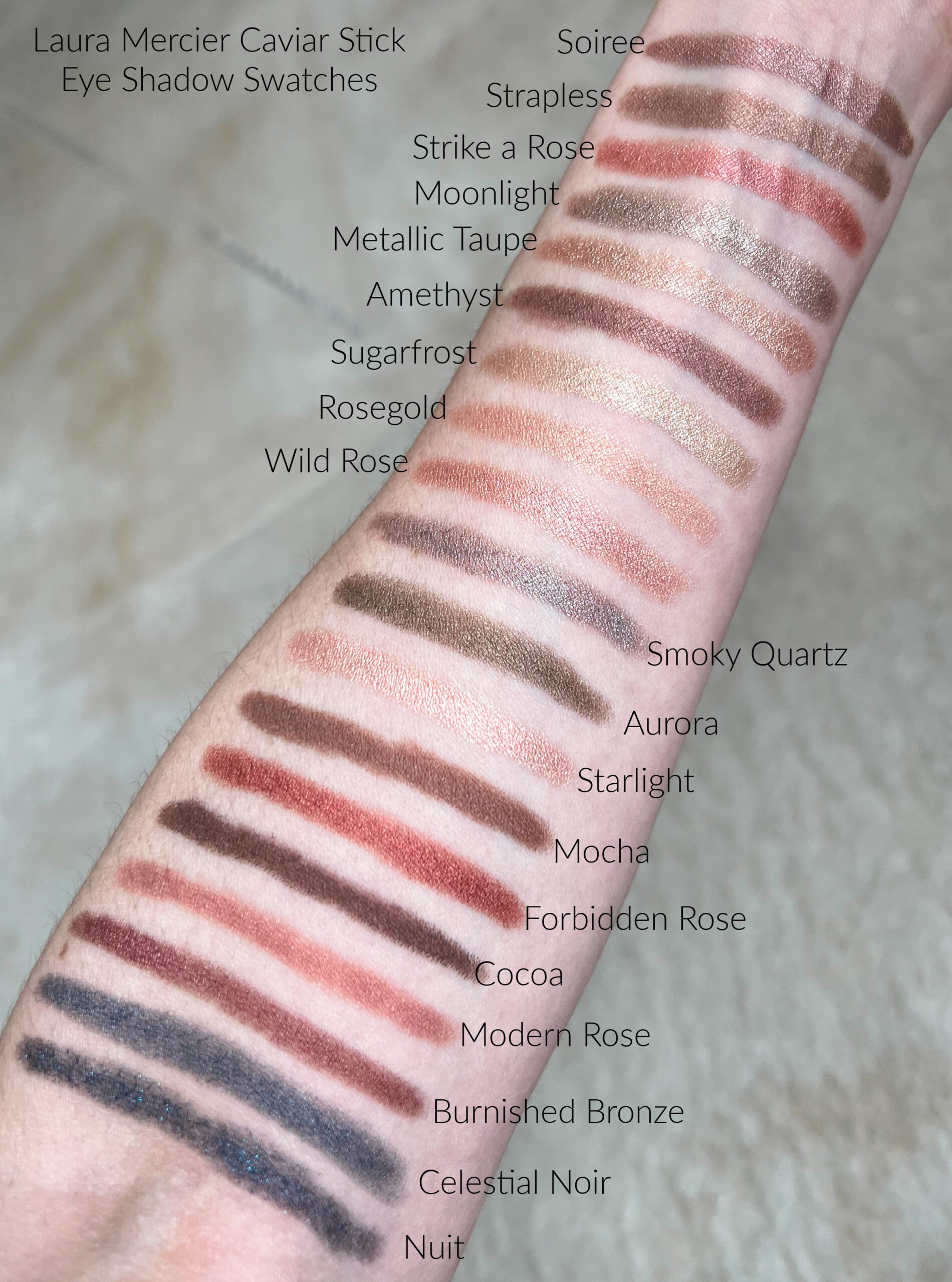 Laura Mercier Caviar Stick swatches