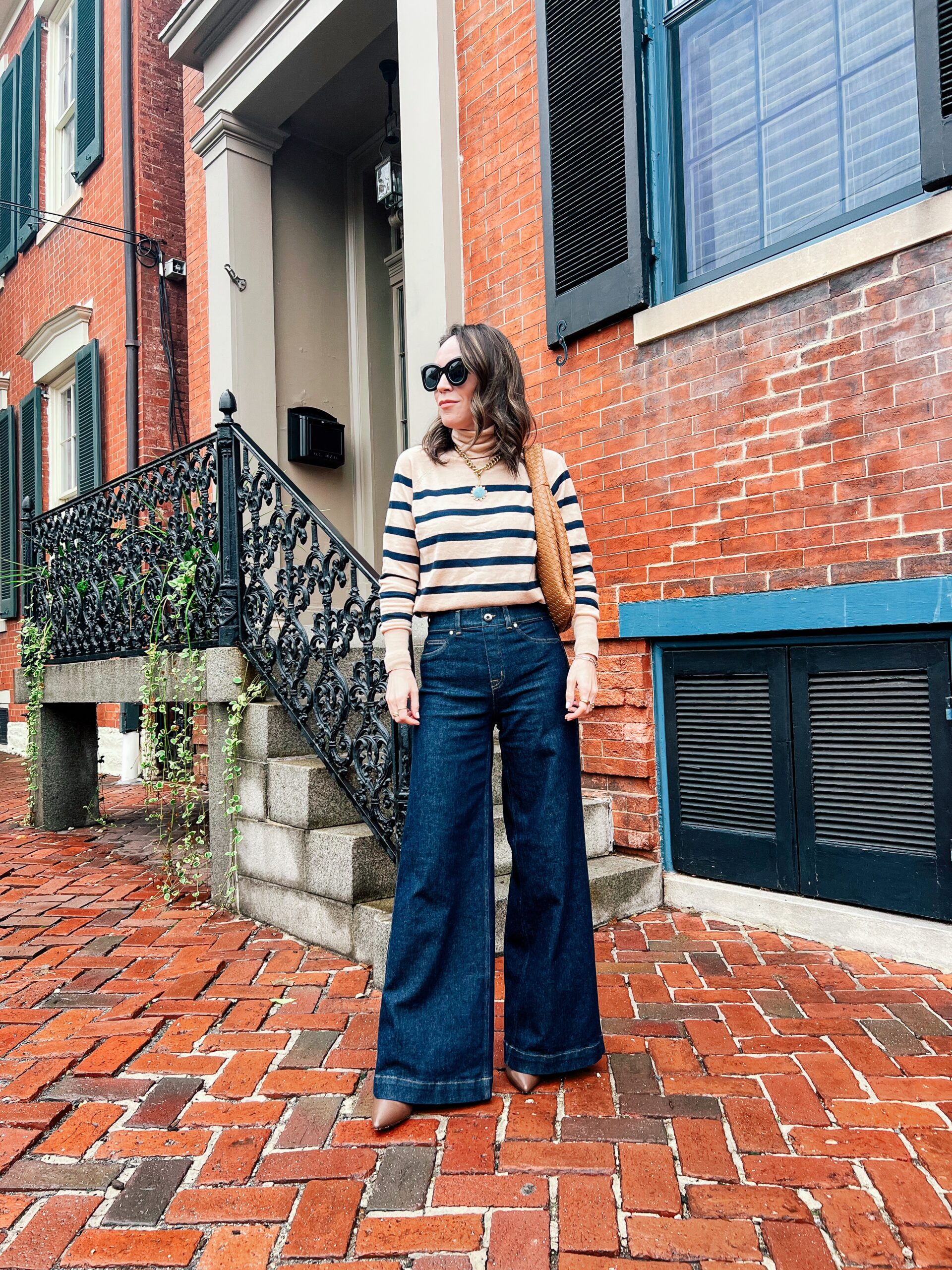 How To Style Wide Leg Jeans with a sweater