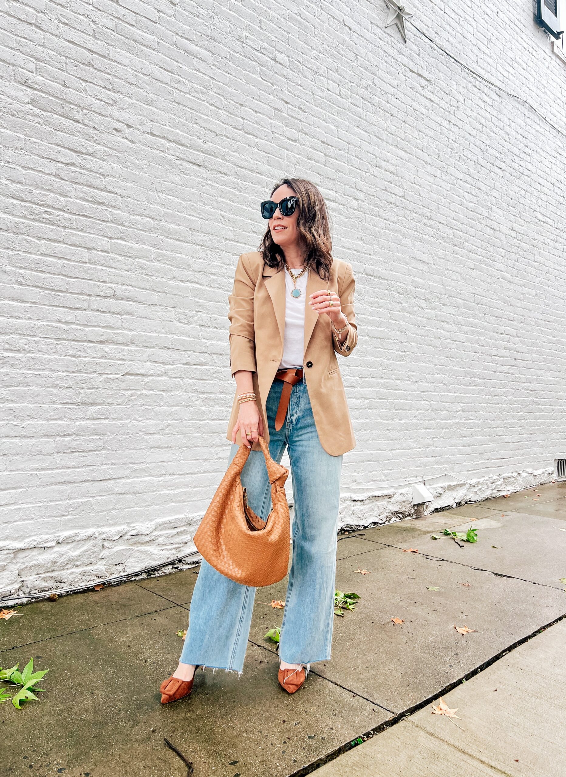 Blazer with Wide Leg Jeans