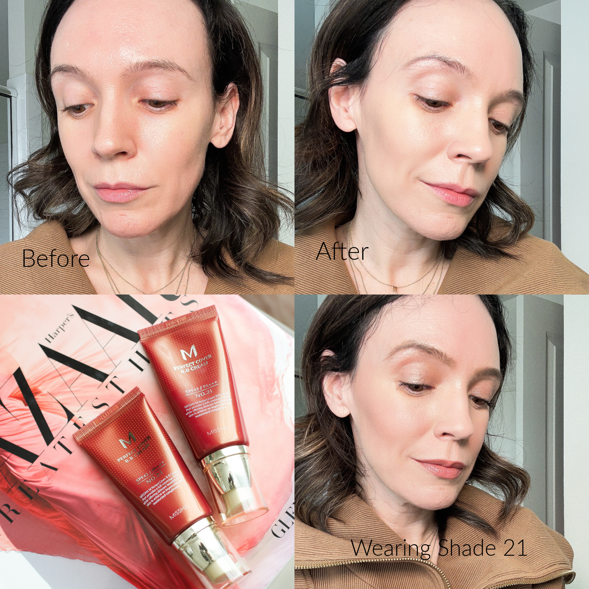 Missha BB Cream shade 21 on face