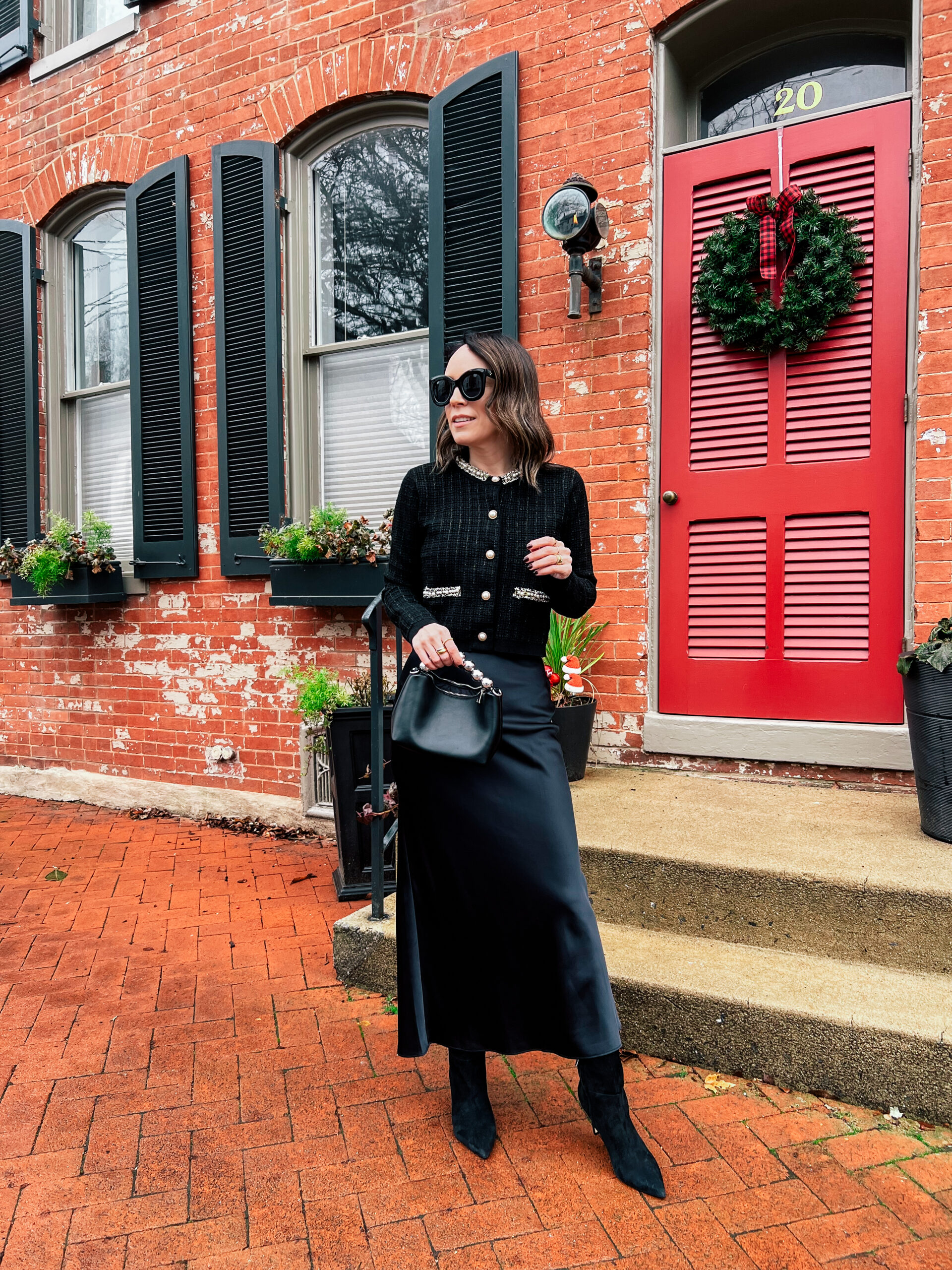 slip skirt and cardigan | Everything I Wore December 2024