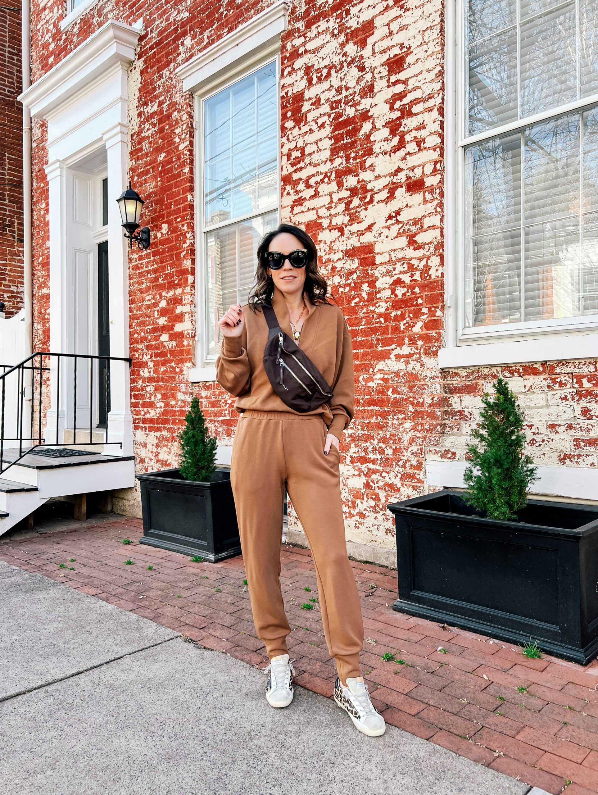 Everything I Wore - March 2025 by A Little Bit etc - Pullover - Varley | Joggers - Varley | Bag - Varley | Sneakers - Golden Goose | Sunglasses - Amazon