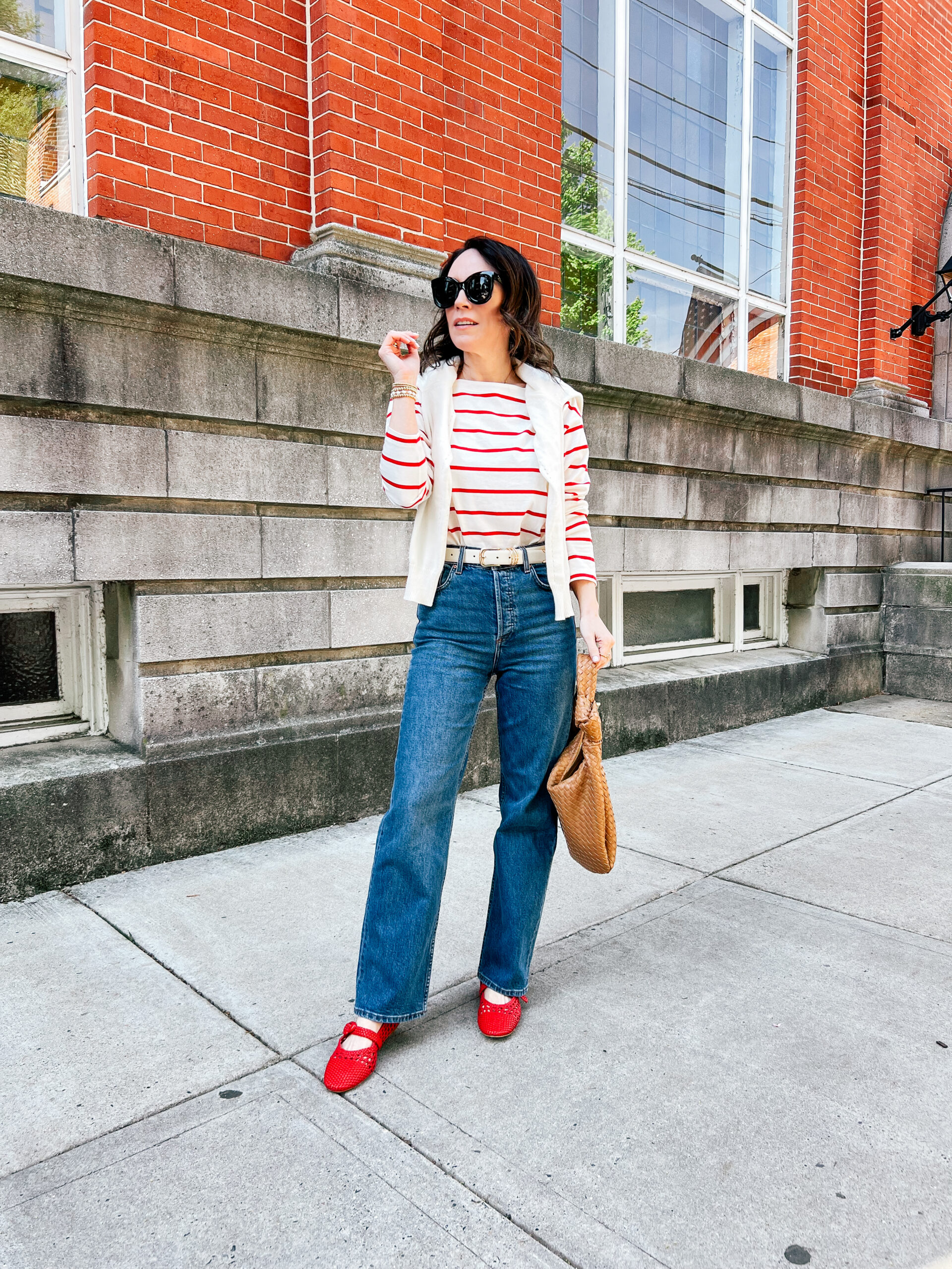 Long Sleeved Tee and Straight Leg Jeans