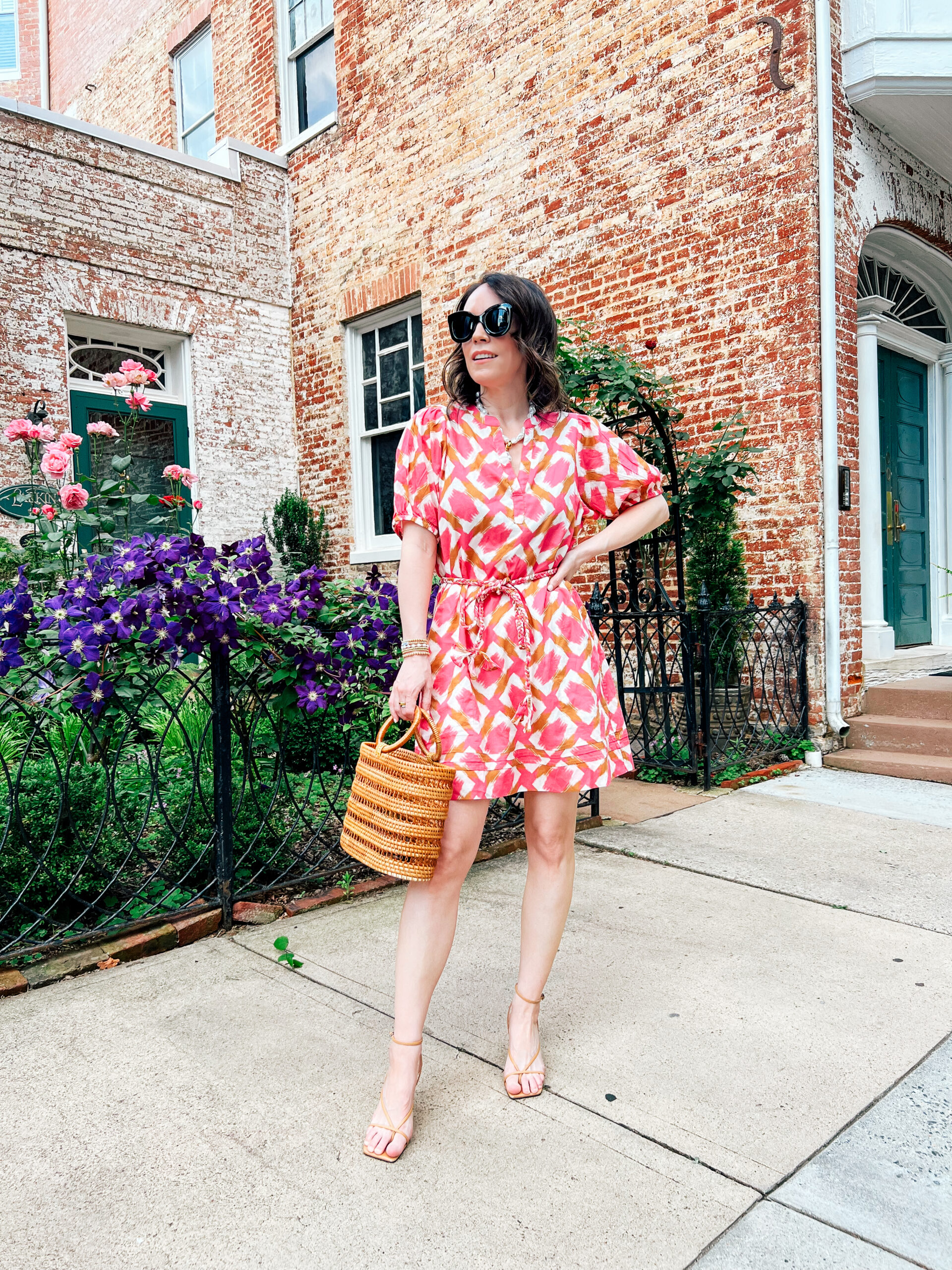 Shirred Elbow Sleeve Dress