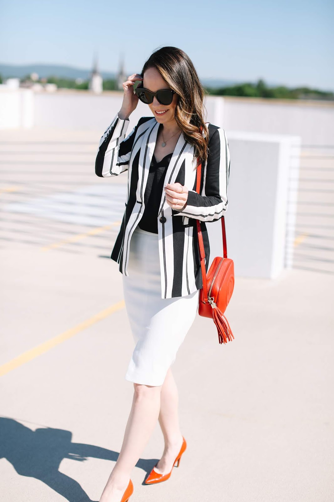 striped blazer outfit