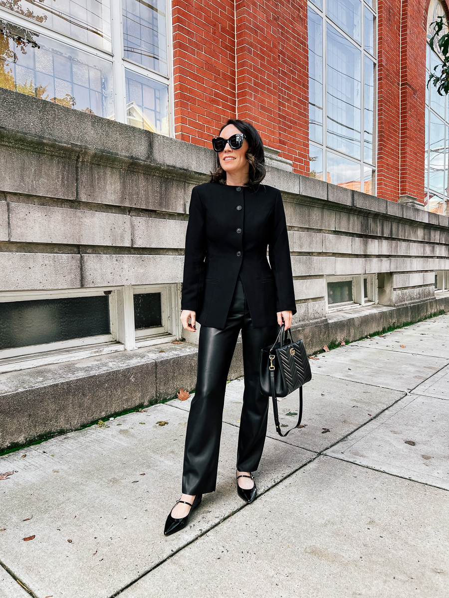 Chic Black Blazer and Leather Pants