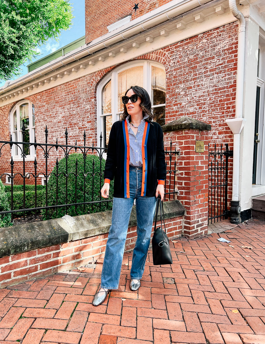 Oversized Cardigan with a Button Down Blouse